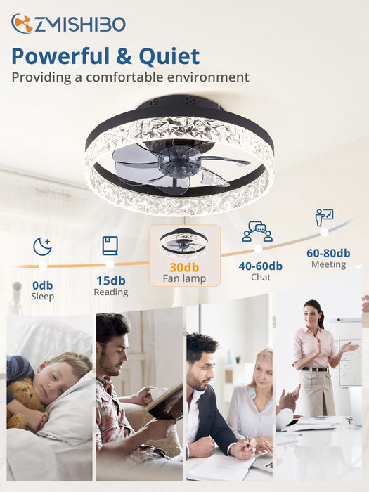 15,7 Zoll flacher Deckenventilator zur Unterputzmontage mit Licht und Fernbedienung, umkehrbar, dimmbar