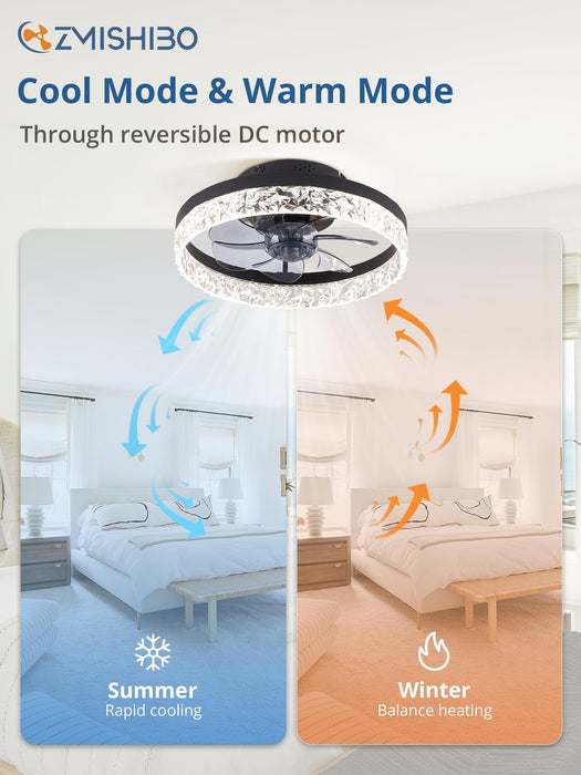 15,7 Zoll flacher Deckenventilator zur Unterputzmontage mit Licht und Fernbedienung, umkehrbar, dimmbar