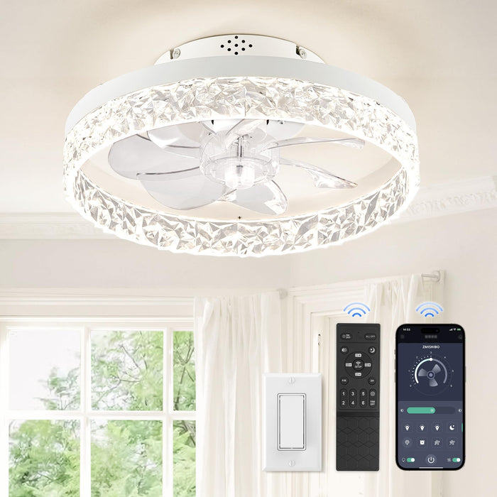 15,7 Zoll flacher Deckenventilator zur Unterputzmontage mit Licht und Fernbedienung, umkehrbar, dimmbar