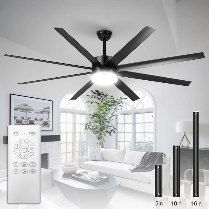 64in Ceiling Fan with Light, Quiet DC Motor, 8 Blades,three color temperature,8 blades