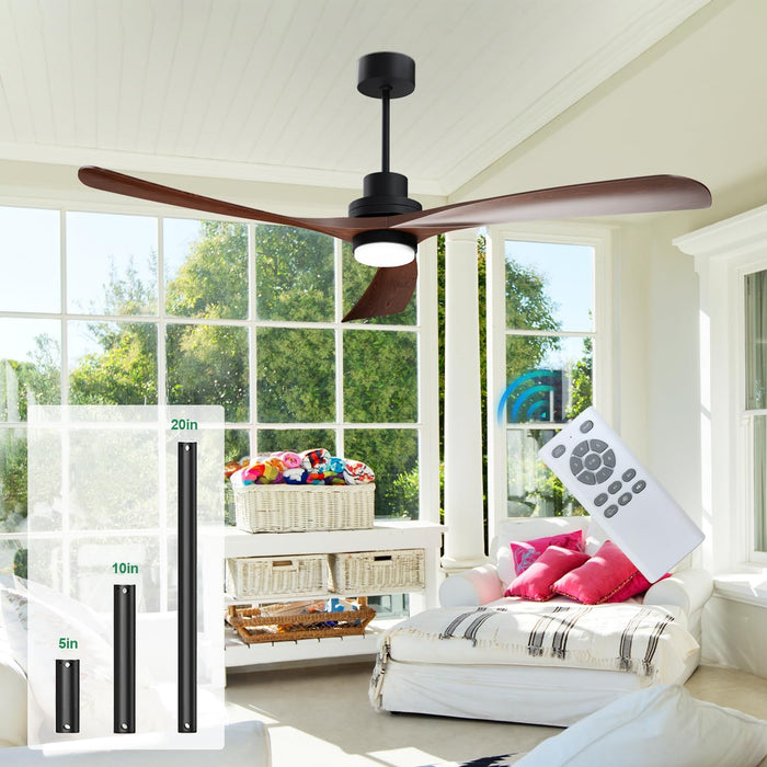 56 Zoll großer, leiser Deckenventilator mit Fernbedienung, umkehrbarem Gleichstrommotor, 3 Farbtemperaturen