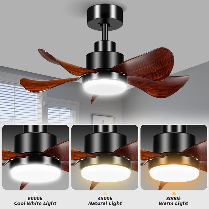 25in Ceiling Fan with  Dimmable Light, 3-Blade Low Profile and Reversible DC Motor