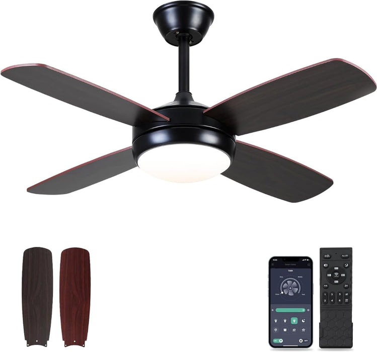 42in Ceiling Fan with Light and Remote, Dimmable and Reversible Motor, Low Profile