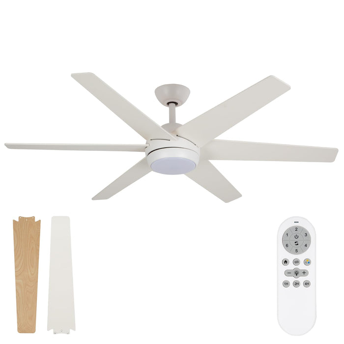 52in Ceiling Fans with LED Lights, 6 Speed, Dimmable, 3CCT, Quiet Reversible Motor