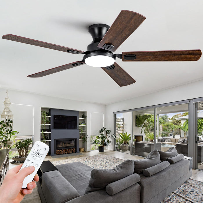 52in Ceiling Fans with Lights,Low Profile Flush Mount,3 Color LED Light,6 Speed DC Motor