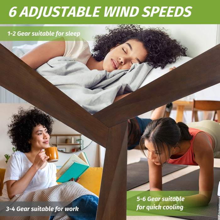 52-Zoll-Deckenventilator ohne Licht mit Fernbedienung, 3 Holzflügel, geräuschloser, umkehrbarer Gleichstrommotor