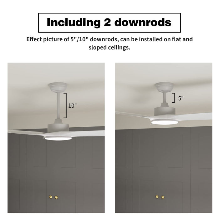 52-Zoll-Deckenventilatoren mit dimmbarer LED-Beleuchtung, Fernbedienung, 3 CCT, 3 umkehrbare Gleichstrommotoren
