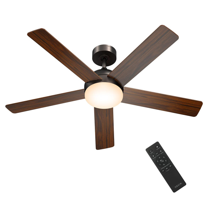 52in Ceiling Fan, 2400lm Dimmable 6CCT LED Light, Noiseless Reversible DC motor