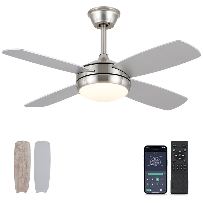 42-Zoll-Deckenventilator mit Licht und Fernbedienung, dimmbarem und umkehrbarem Motor, niedriges Profil