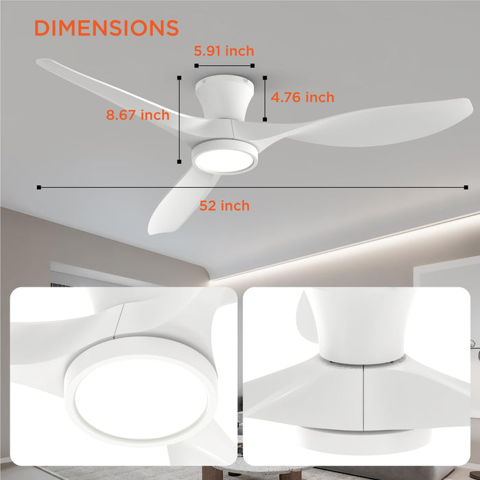 52-Zoll-Deckenventilatoren mit Lichtfernbedienung, mit leisem, umkehrbarem Gleichstrommotor, 3CCT