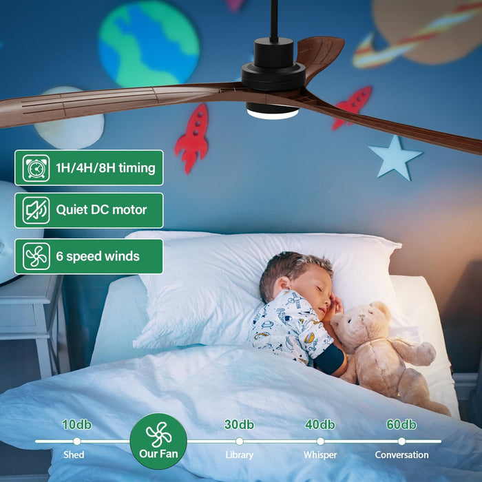 56 Zoll großer, leiser Deckenventilator mit Fernbedienung, umkehrbarem Gleichstrommotor, 3 Farbtemperaturen