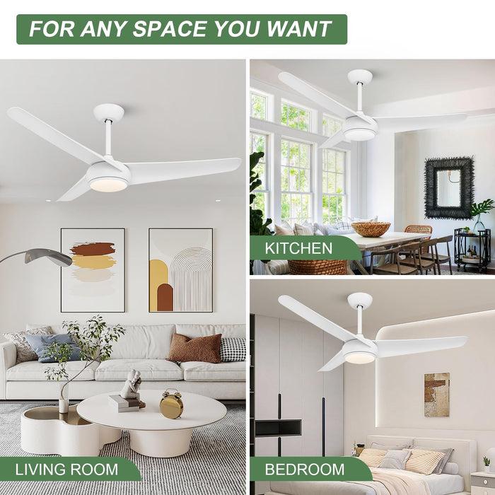 52-Zoll-Deckenventilator mit Licht und Fernbedienung, umkehrbarer leiser Gleichstrommotor, Timer, 6-Gang