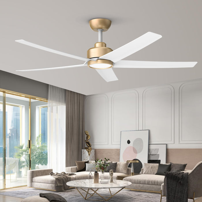 52-Zoll-Deckenventilator mit Licht und Fernbedienung, 3CCT, leiser Gleichstrommotor, 5 Flügel, modern