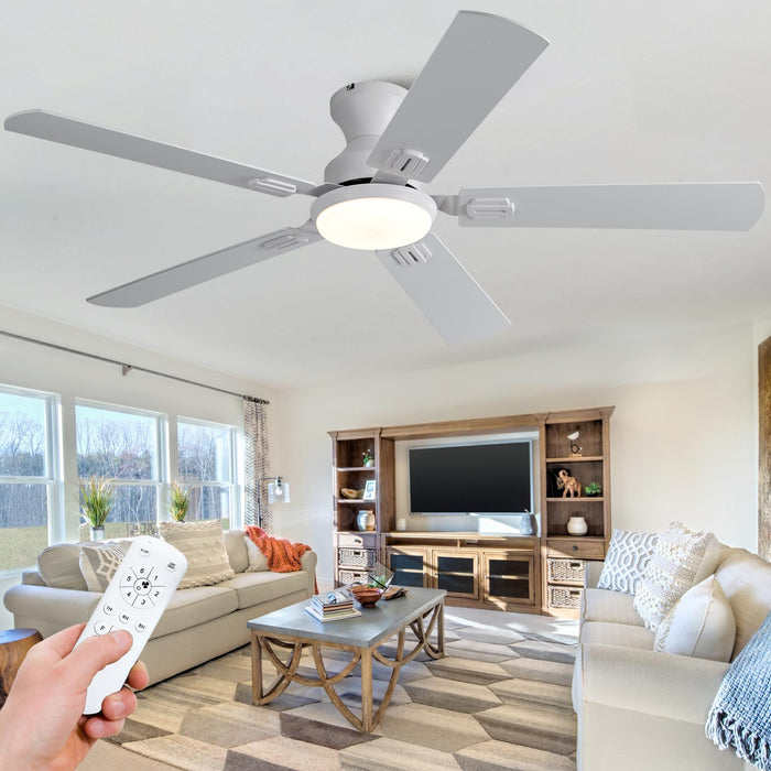 52in Ceiling Fans with Lights,Low Profile Flush Mount,3 Color LED Light,6 Speed  DC Motor