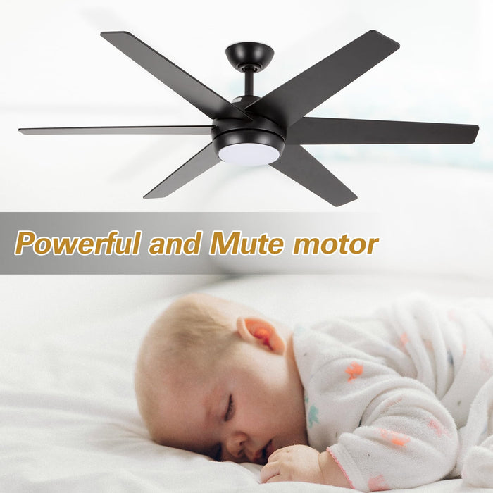 52-Zoll-Deckenventilatoren mit LED-Leuchten, 6 Geschwindigkeiten, dimmbar, 3 CCT, leiser Umkehrmotor