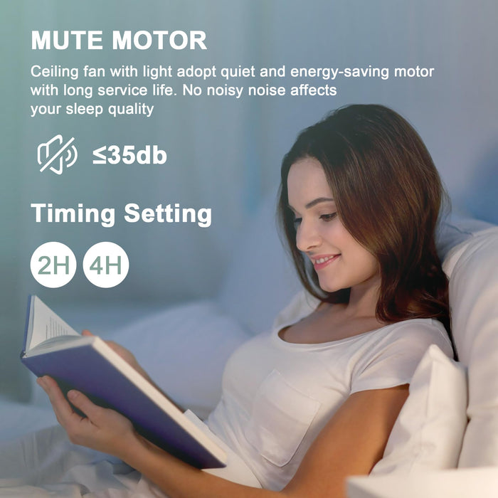 52-Zoll-Deckenventilatoren mit dimmbarem LED-Memory-Licht, leisem, umkehrbarem Gleichstrommotor, 6 Geschwindigkeiten