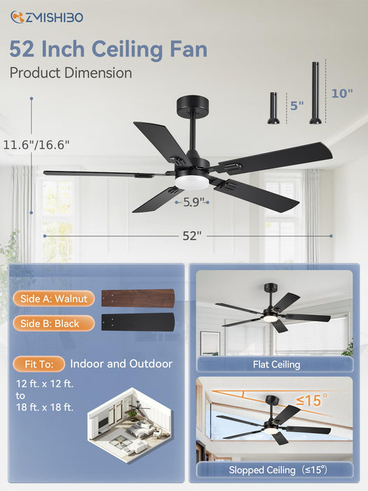 52-Zoll-Deckenventilator mit Licht, mit Fernbedienung, Flügeln mit Doppeloberfläche, leisem und starkem Gleichstrommotor