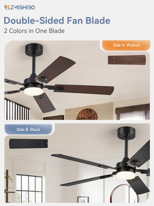 52-Zoll-Deckenventilator mit Licht, mit Fernbedienung, Flügeln mit Doppeloberfläche, leisem und starkem Gleichstrommotor