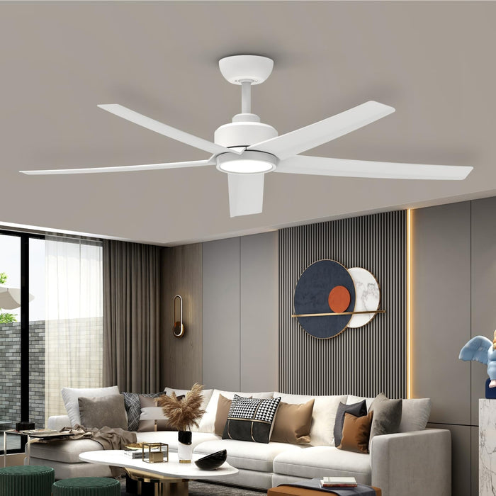 52-Zoll-Deckenventilator mit Licht und Fernbedienung, 3CCT, leiser Gleichstrommotor, 5 Flügel, modern