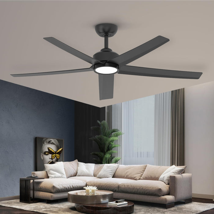 52in Ceiling Fan with Light and Remote Control, 3CCT, Quiet DC Motor, 5 Blades, Modern