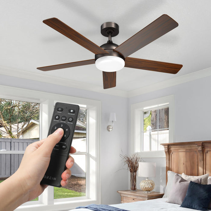 52-Zoll-Deckenventilator, 2400 lm dimmbares 6CCT-LED-Licht, geräuschloser, umkehrbarer Gleichstrommotor