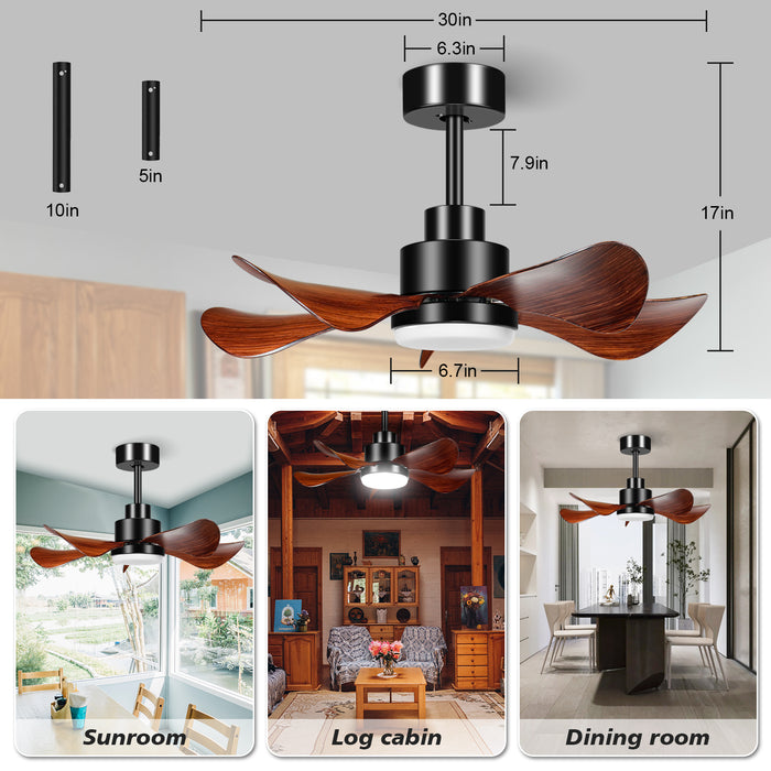 25in Ceiling Fan with  Dimmable Light, 3-Blade Low Profile and Reversible DC Motor