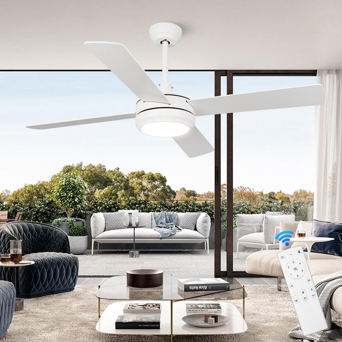 52-Zoll-Deckenventilatoren mit dimmbarem LED-Memory-Licht, leisem, umkehrbarem Gleichstrommotor, 6 Geschwindigkeiten
