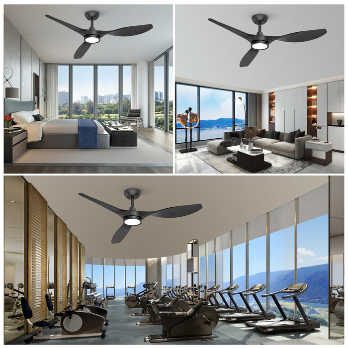 52-Zoll-Deckenventilatoren mit leisem Gleichstrommotor und 3 Farbtemperaturen, geräuschlos, ABS-Flügel