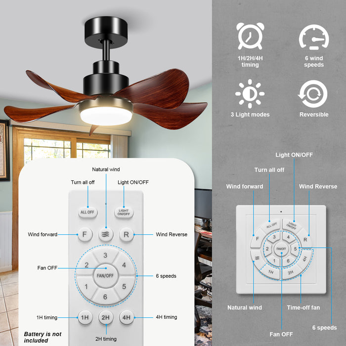 25in Ceiling Fan with  Dimmable Light, 3-Blade Low Profile and Reversible DC Motor