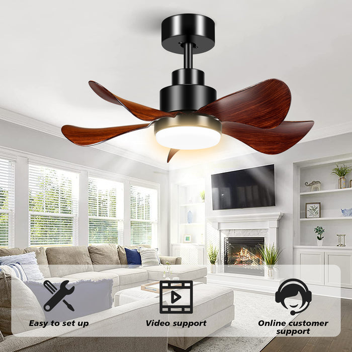 25in Ceiling Fan with  Dimmable Light, 3-Blade Low Profile and Reversible DC Motor