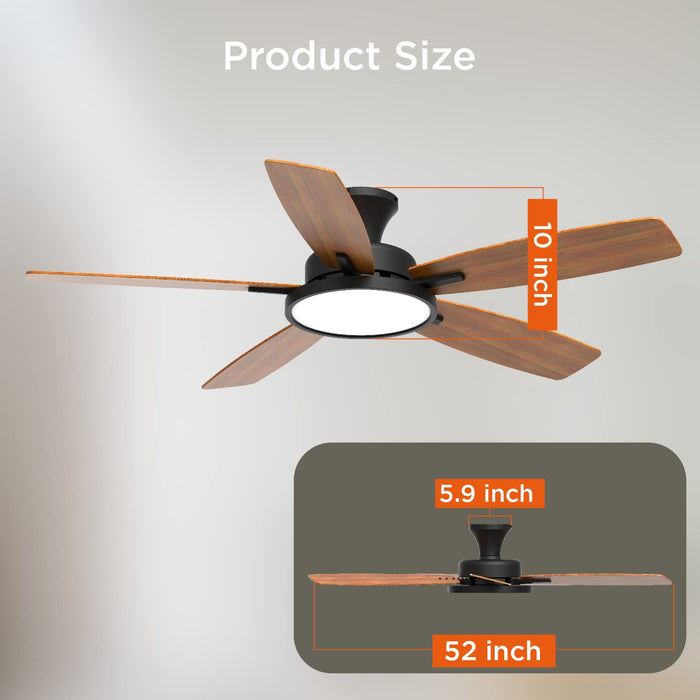 52-Zoll-Deckenventilatoren mit Beleuchtung, ultraleise mit 3 CCT, dimmbarem Licht, wendbaren Flügeln