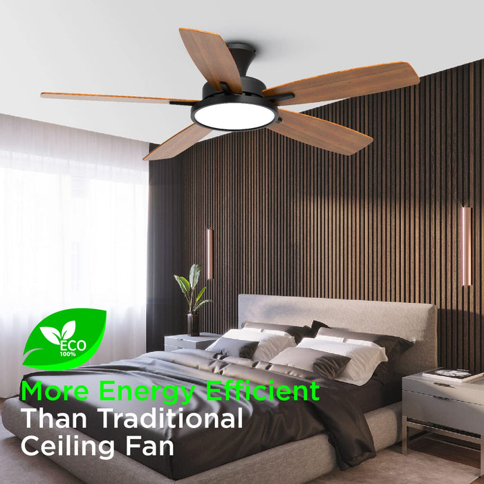 52-Zoll-Deckenventilatoren mit Beleuchtung, ultraleise mit 3 CCT, dimmbarem Licht, wendbaren Flügeln