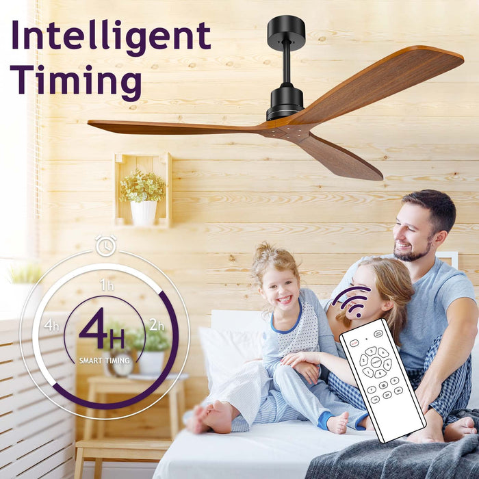 60-Zoll-Deckenventilator mit Lichtfernbedienung, moderner 3-Holzflügel, umkehrbarer, leiser Gleichstrommotor