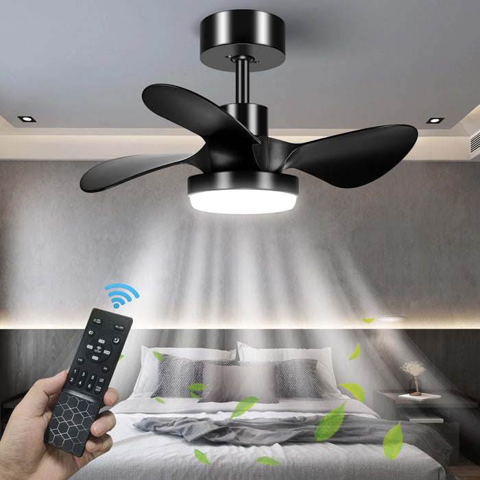 25in Ceiling Fan With Dimmable Light And Remote, 3 Blades With DC Motor, Indoor Outdoor