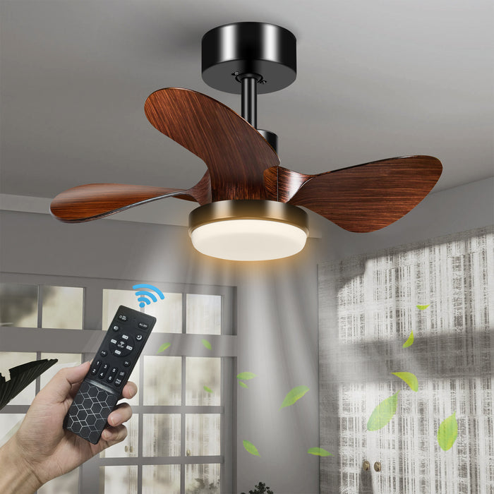 25in Ceiling Fan With Dimmable Light And Remote, 3 Blades With DC Motor, Indoor Outdoor