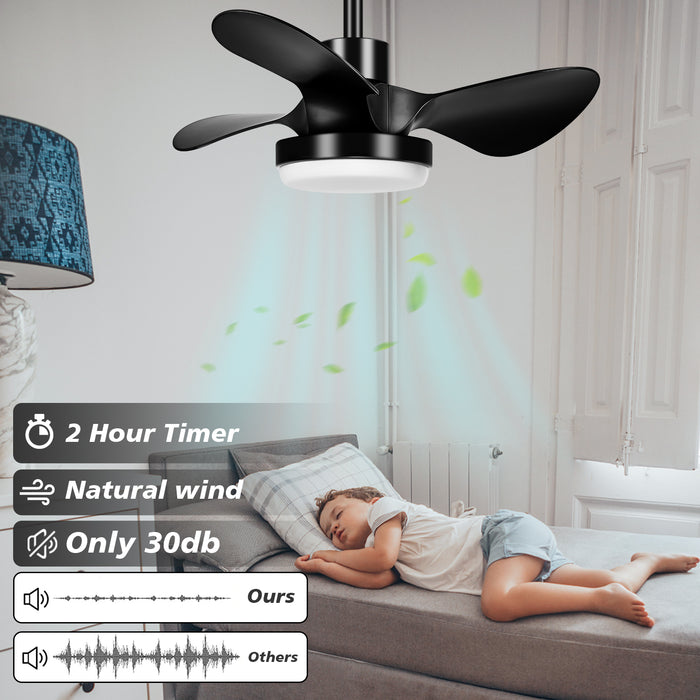 25in Ceiling Fan With Dimmable Light And Remote, 3 Blades With DC Motor, Indoor Outdoor