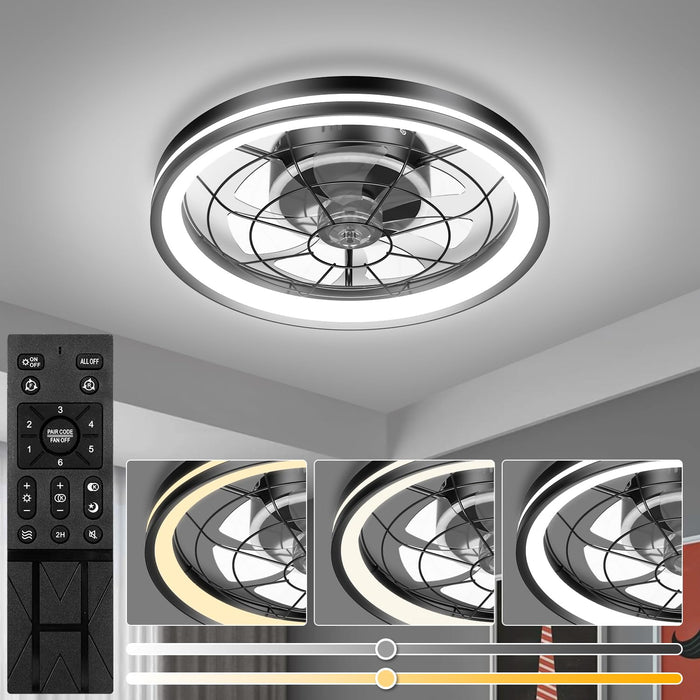 18.7in Ceiling Fans with Dimmable LED Lights Flush Mount, Remote, with 6 Wind Speeds