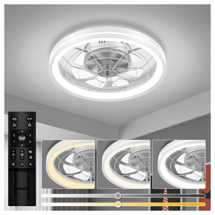 18.7in Ceiling Fans with Dimmable LED Lights Flush Mount, Remote, with 6 Wind Speeds