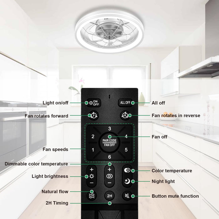 18.7in Ceiling Fans with Dimmable LED Lights Flush Mount, Remote, with 6 Wind Speeds