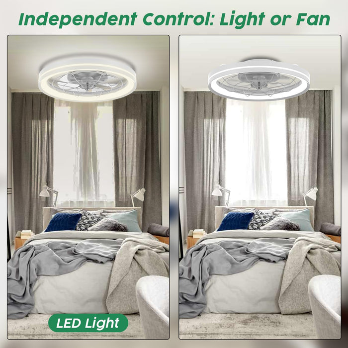 18.7in Ceiling Fans with Dimmable LED Lights Flush Mount, Remote, with 6 Wind Speeds